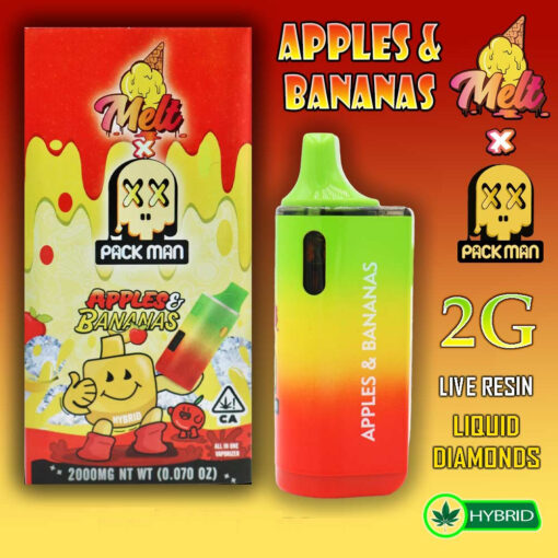 Melt x Pack Man – THC Vape Disposable Pen – APPLES & BANANAS – 2G – HYBRID