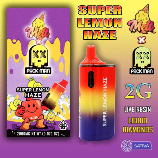 Melt x Pack Man – THC Vape Disposable Pen – SUPER LEMON HAZE – 2G – SATIVA