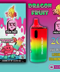 Melt x Pack Man – THC Vape Disposable Pen – DRAGON FRUIT – 2G – INDICA