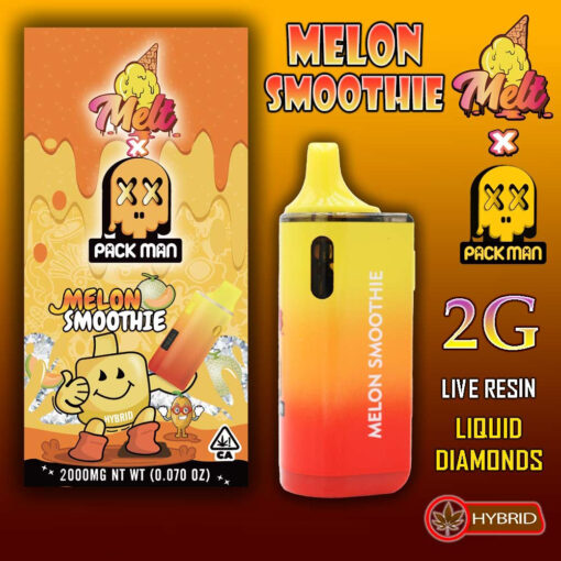 Melt x Pack Man – THC Vape Disposable Pen – MELON SMOOTHIE – 2G – HYBRID