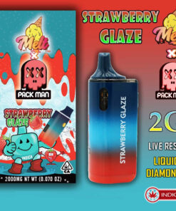 Melt x Pack Man – THC Vape Disposable Pen – STRAWBERRY GLAZE – 2G – INDICA