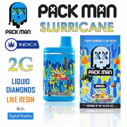 Pack Man – THC Vape Disposable Pen – SLURRICANE – 2G – INDICA