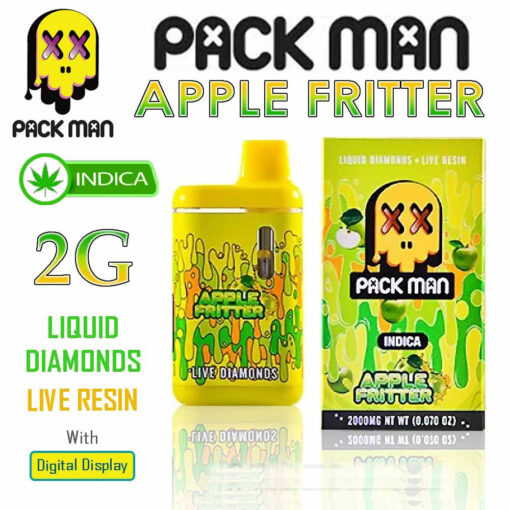 Pack Man – THC Vape Disposable Pen – APPLE FRITTER – 2G – INDICA