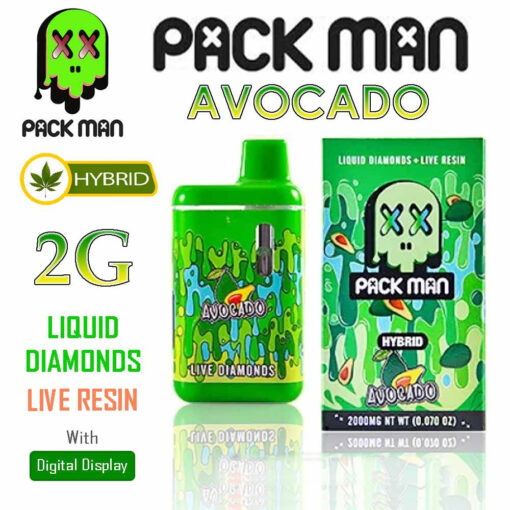 Pack Man – THC Vape Disposable Pen – Avocado – 2G – HYBRID
